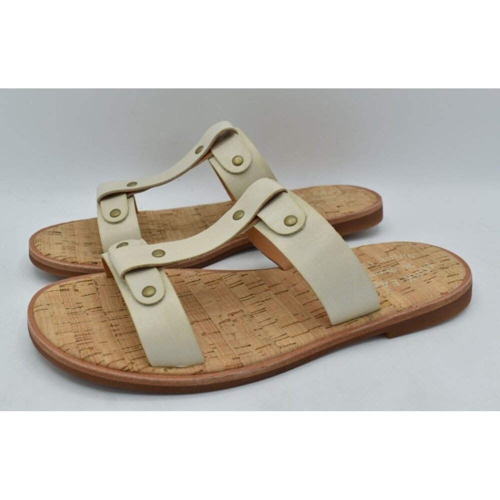 Kork Ease Womens Size 8 Basel Cream Full Grain Leather T-Strap Open Toe Sandals